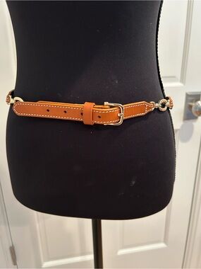 Frame Women's Tan Leather Chain-Link Waist Belt